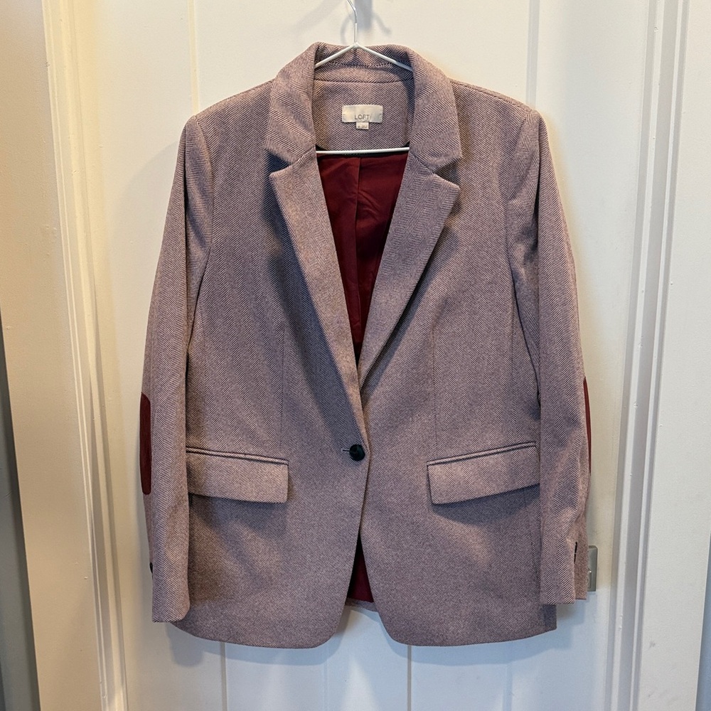 LOFT Women's Blazer in Lavender with Burgundy Accents